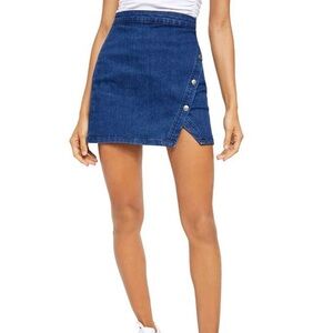 FREE PEOPLE Notched Denim Mini Skirt In Indigo Women's Size 6‎ Y2K